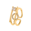 Хит продаж, простое широкое двухслойное открытое кольцо с бриллиантами, регулируемое кольцо в стиле ретро, ​​минималистские украшения